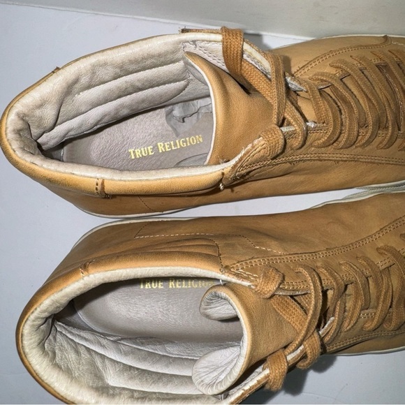 True Religion Hex V1 HIGH TOP Tan Sz 12 Leather Sneakers Shoes Mens - Picture 7 of 8